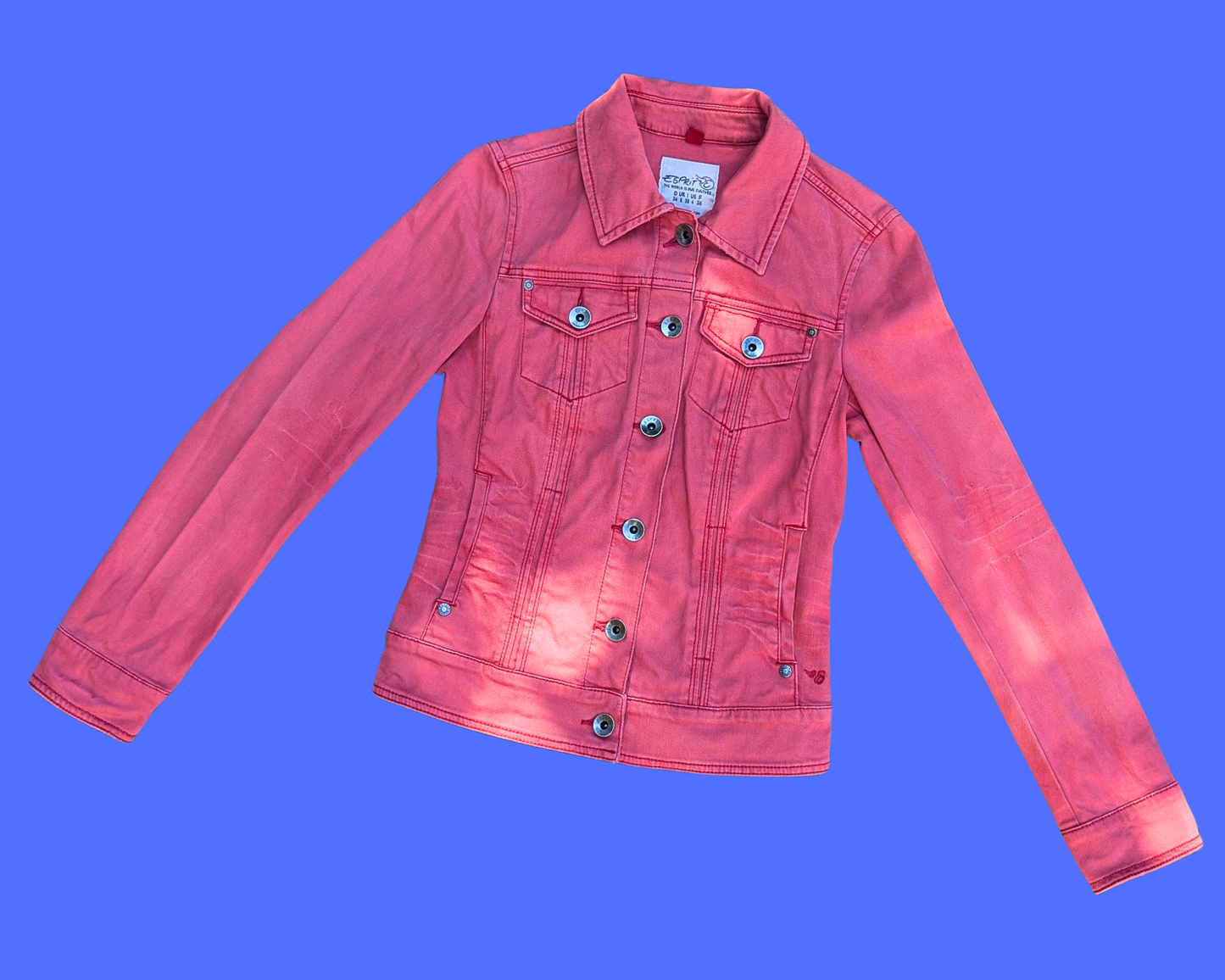 Handmade, Upcycled Queen Another One Bites The Dust Red Denim Jacket Size S (EU 36)