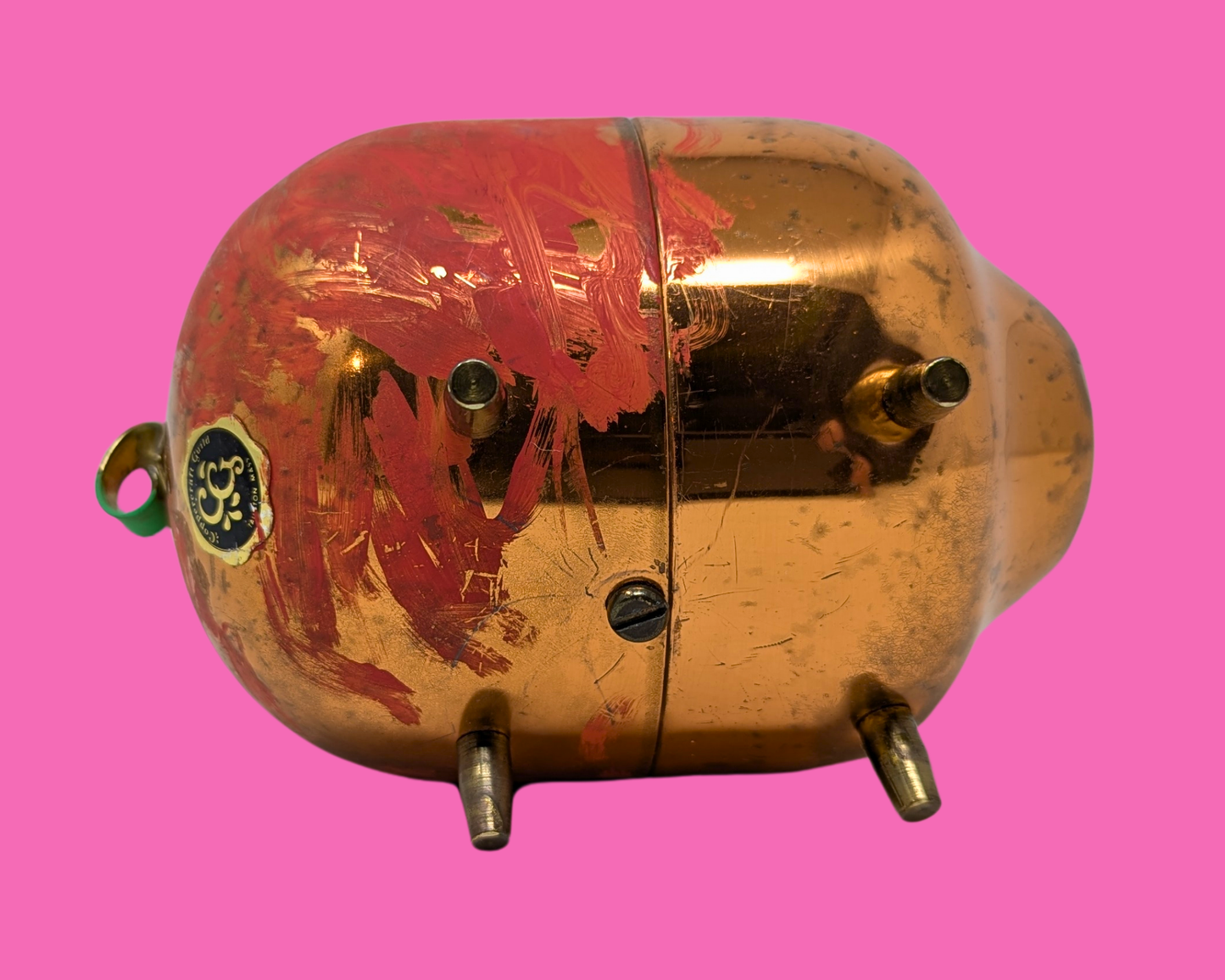 Tirelire cochon vintage en laiton