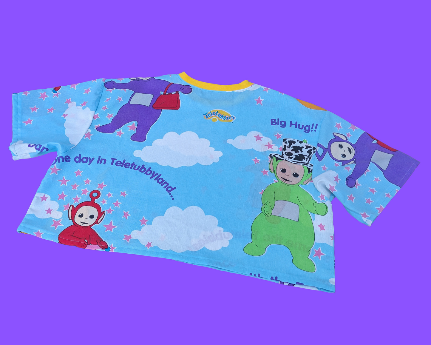 Haut court en drap de lit Teletubbies fait main et recyclé, taille S à XL
