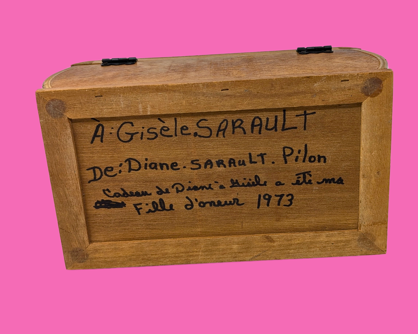 Coffret à bijoux en bois vintage des années 1970 avec miroir