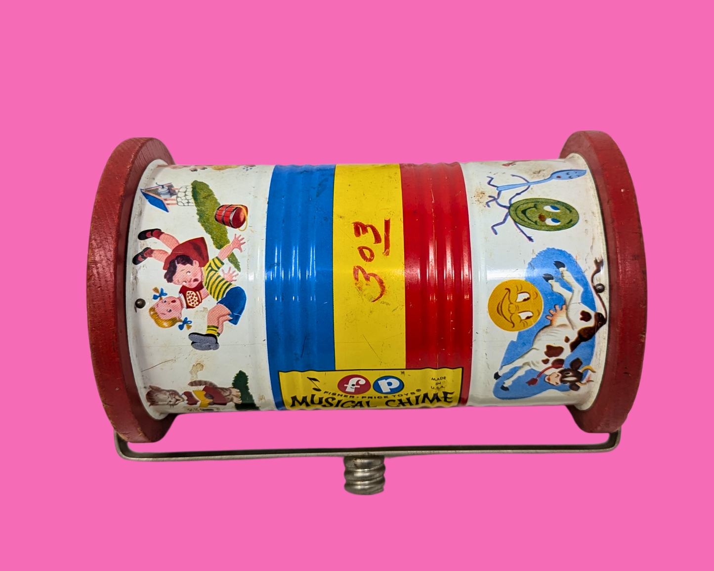 Carillon musical Fisher Price vintage de 1951, fabriqué aux États-Unis, sans baguette