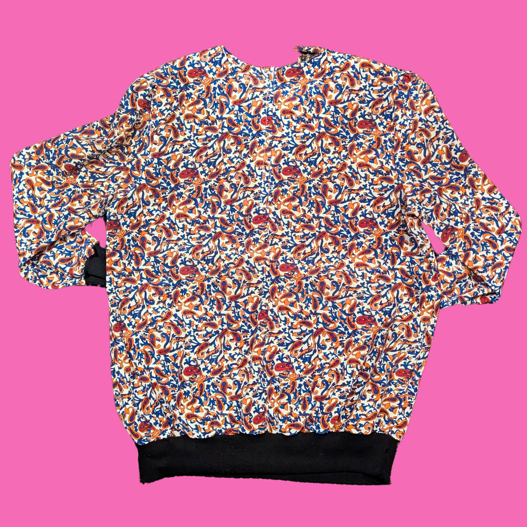 Vintage 1980's Paisley Patterned Blouse Size L