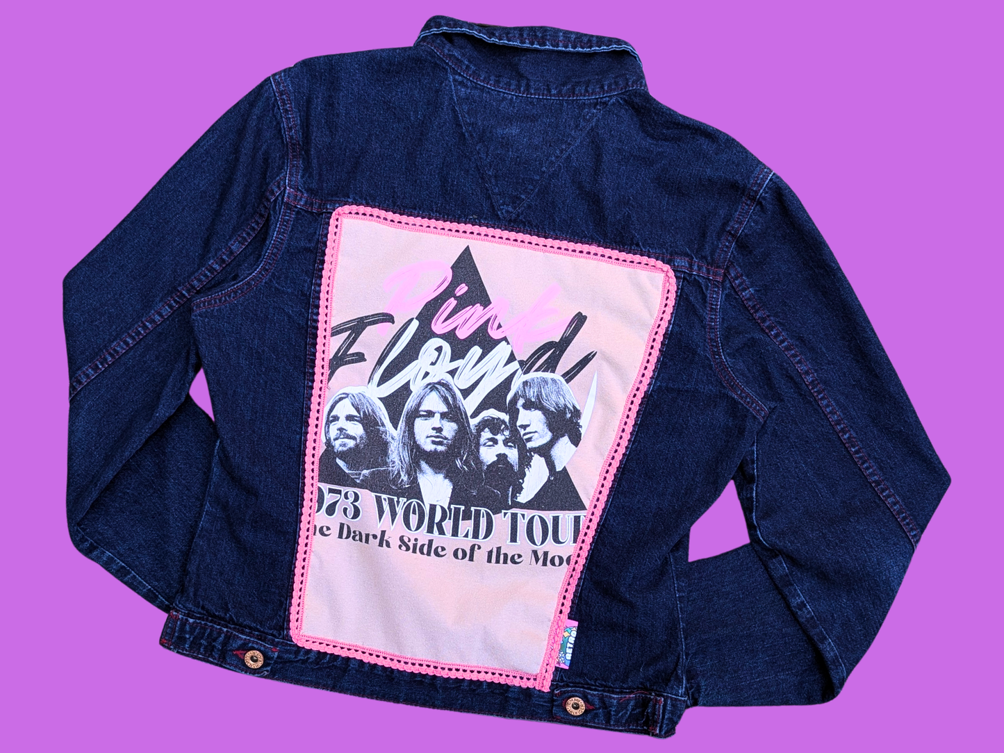 Handmade, Upcycled Pink Floyd, The Dark Side of the Moon, 1973 World Tour Jacket Size L