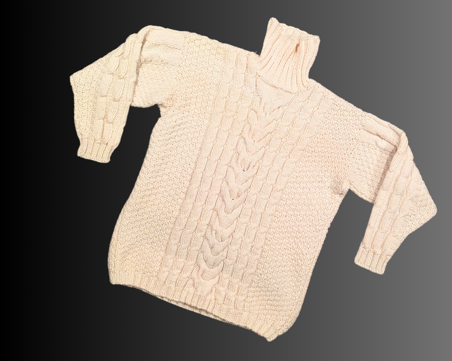 Vintage 1990's Beige Knit Synthetic Wool Turtleneck Size L