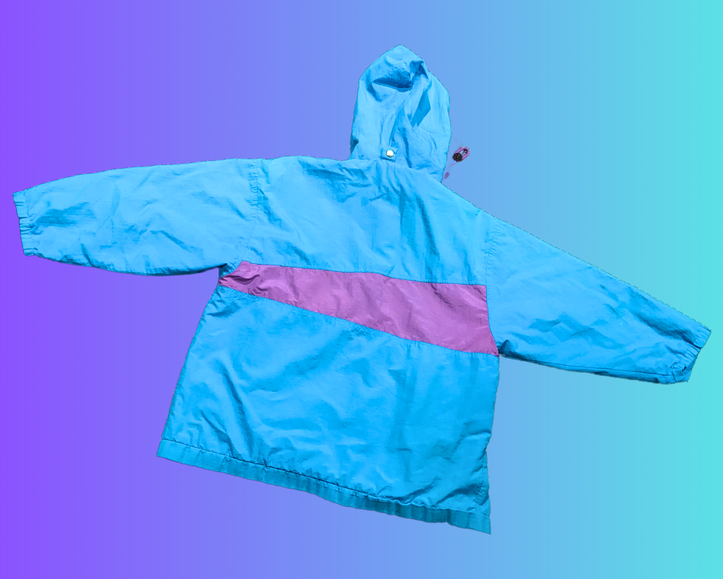 Vintage 1990's Bright Blue and Green Windbreaker Jacket Size L