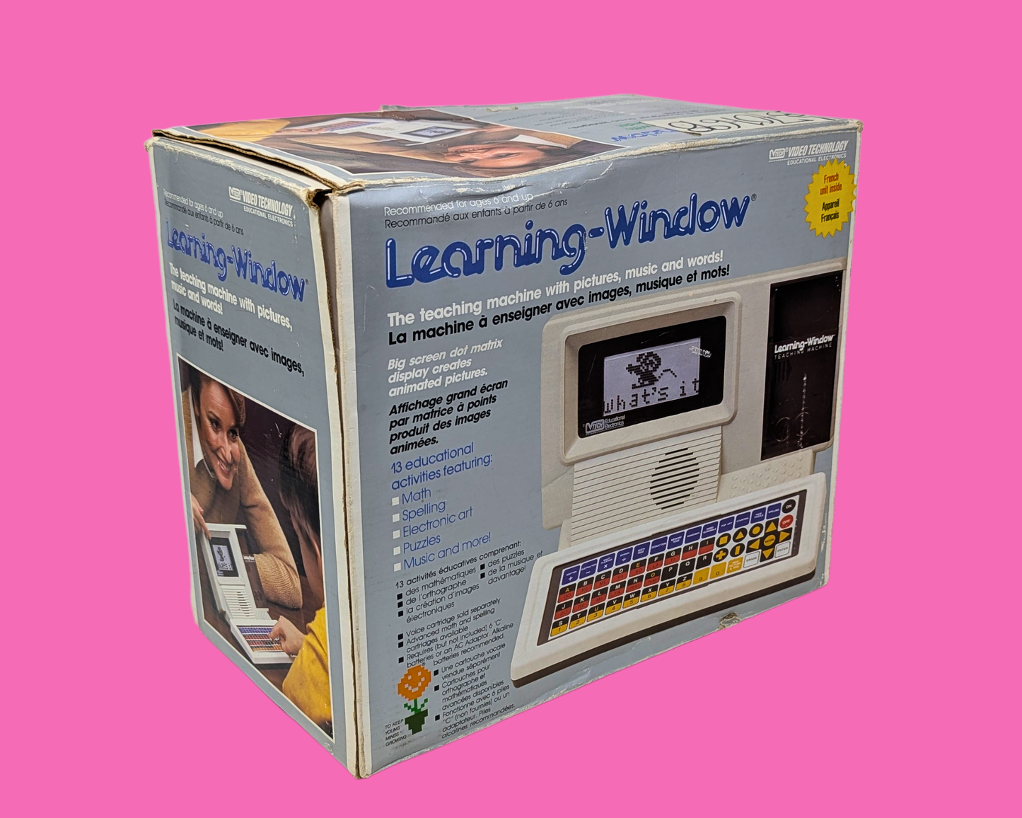 vintage 1980's Learning-Window Appareil Français, La Machine à Enseigner avec Images, Musique et Mots, En état de fonctionnement