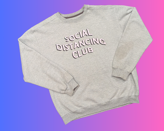 Y2K Social Distancing Club Gray Crewneck Size L