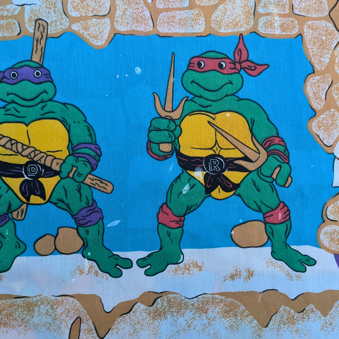 Handmade, Upcycled Teenage Mutant Ninja Turtles Bedsheet T-Shirt Oversized XL, Fitted 2XL