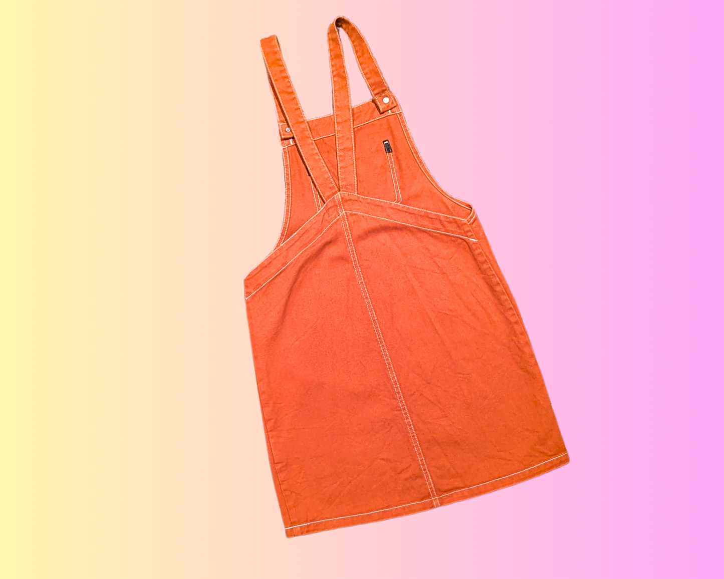 Y2K Orange Denim Overall Dress Size XS