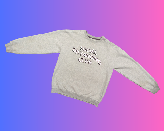 Y2K Social Distancing Club Gray Crewneck Size L