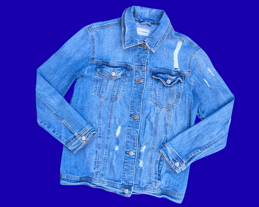 Veste en jean Madonna faite main et recyclée, taille S