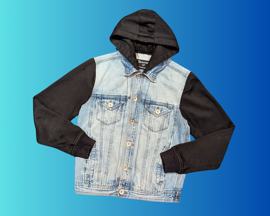 Handmade, Upcycled The Simpsons Denim Jacket with Hoodie Size S