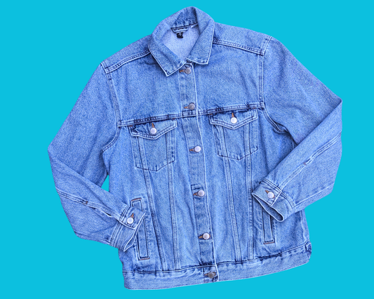 Veste en jean Le Magicien d'Oz faite à la main et recyclée, taille L