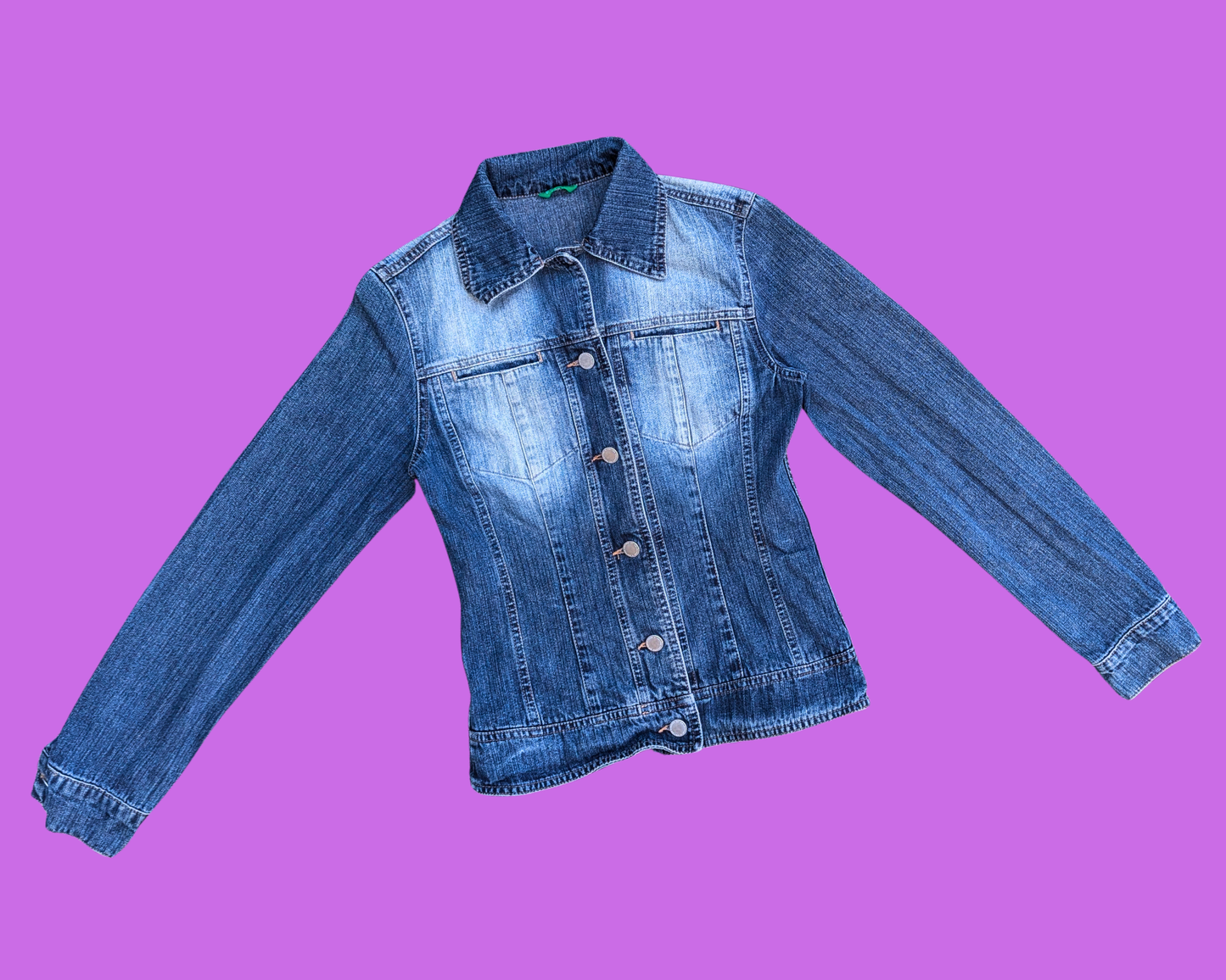 Handmade, Upcycled Bob Ross Denim Jacket Size XS