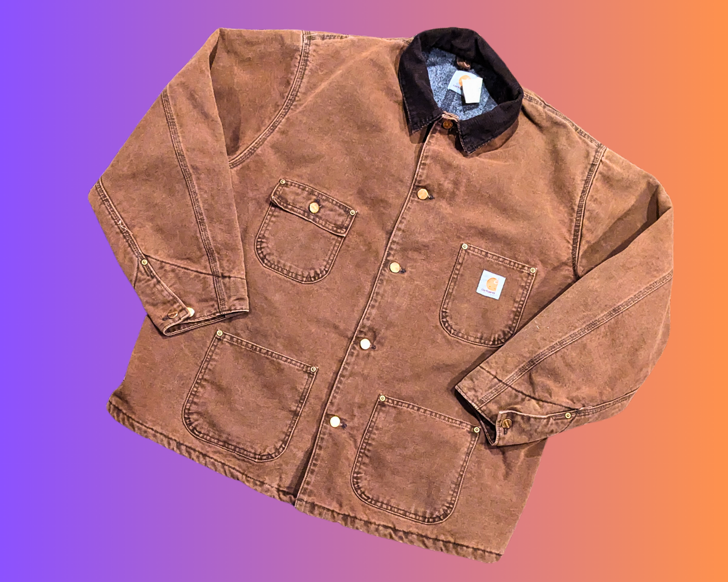 Vintage 1990's Brown Denim Carhartt Jacket Size XL