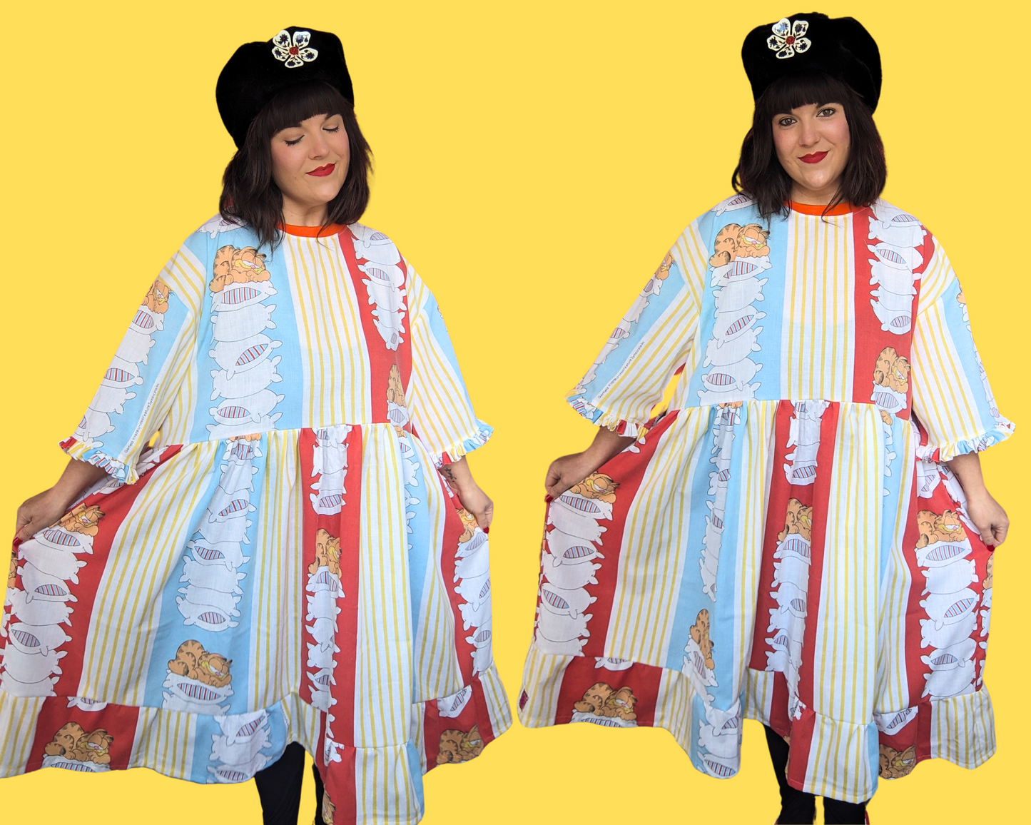 Robe t-shirt Garfield vintage 1978, fabriquée à la main et recyclée, taille 2XL