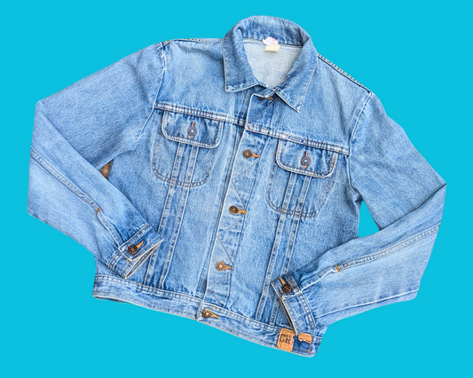 Veste en jean L'Étrange Noël de Monsieur Jack, faite à la main et recyclée, taille S