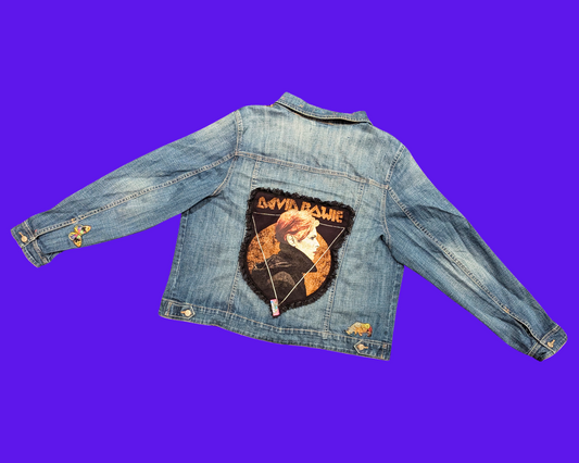 Veste en jean David Bowie, Sound and Vision, fabriquée à la main et recyclée, taille 2XL