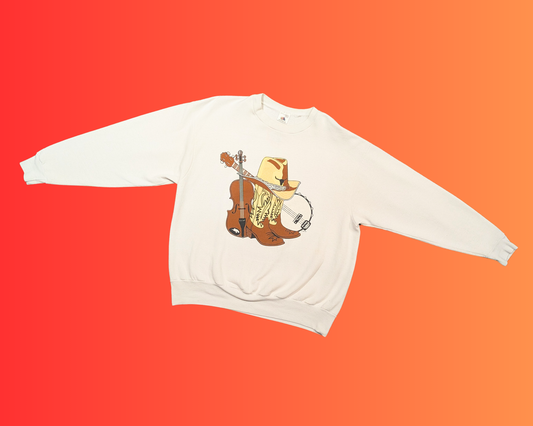 Vintage 1990's Western, Country, Cowboy Boots and Hat Crewneck Size XL