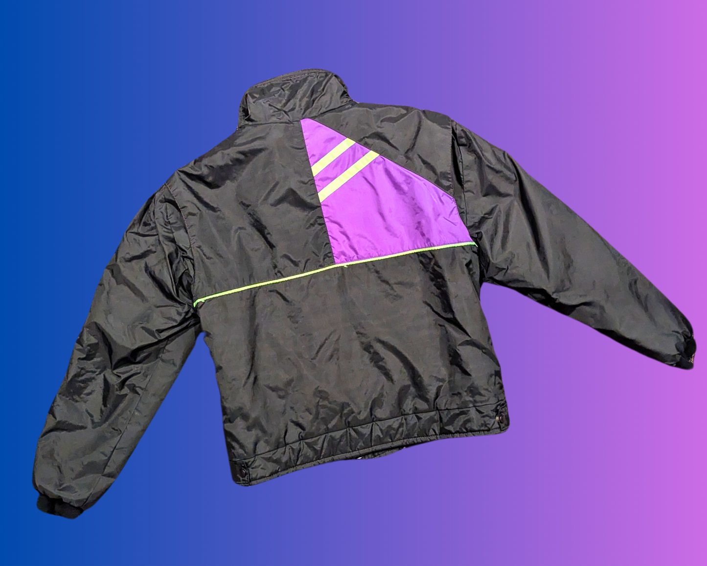 Vintage 1990's Black and Purple Bomber Jacket by Alaska Size S