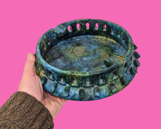 Cendrier lourd turquoise vintage des années 1960 par Alvino Bagni
