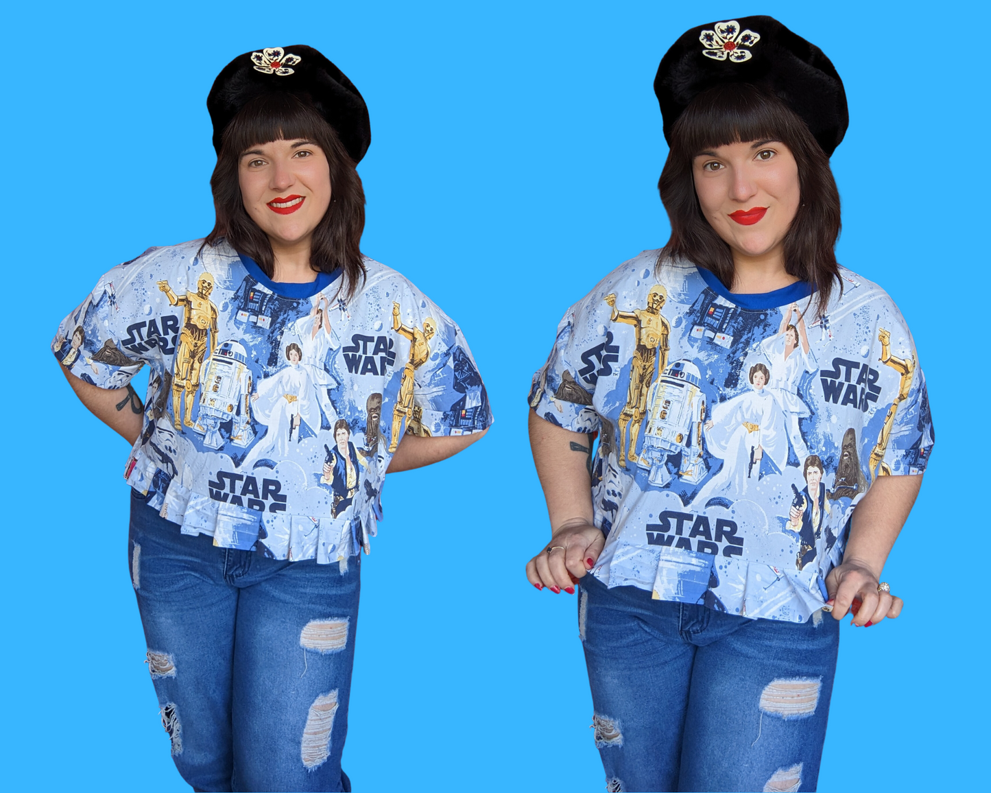 Fait à la main, rétro recyclé, haut court en tissu coloré taille 2XL