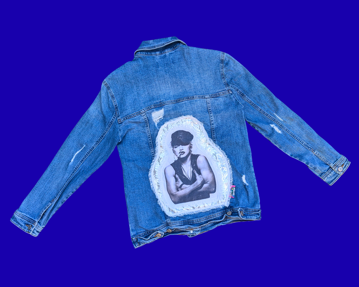 Handmade, Upcycled Madonna Denim Jacket Size S