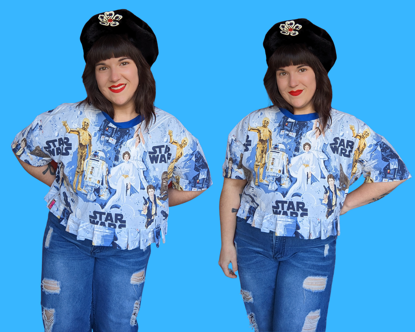 Fait à la main, rétro recyclé, haut court en tissu coloré taille 2XL