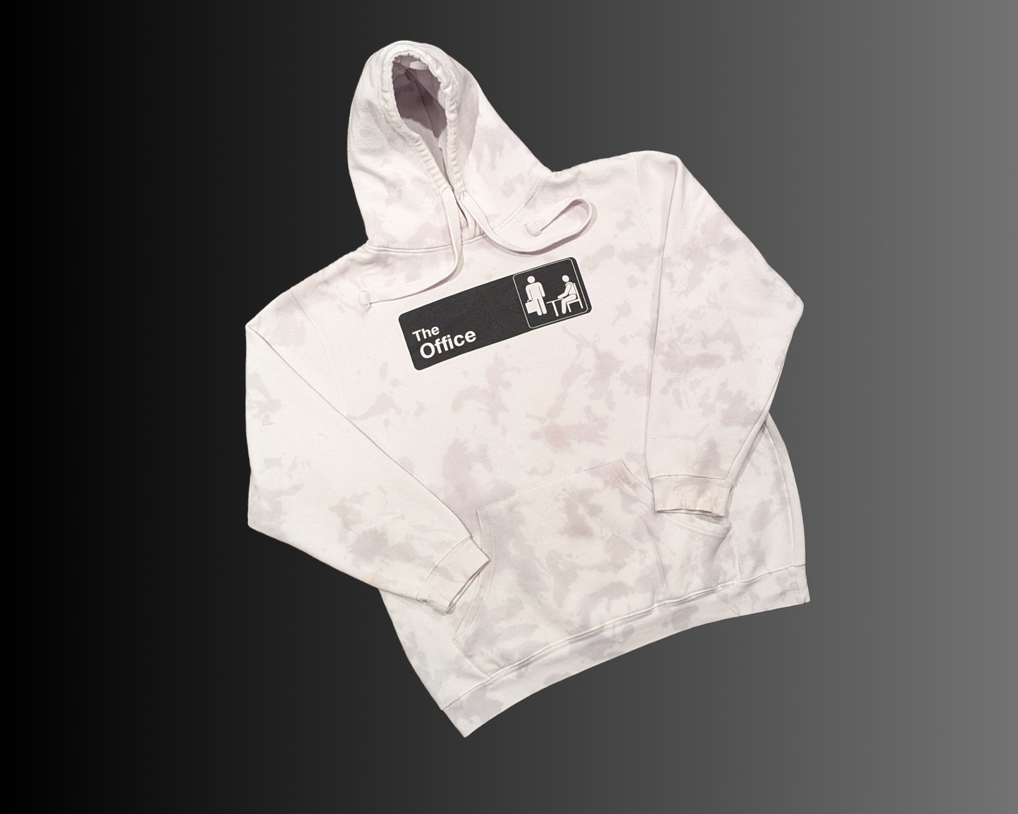 Sweat à capuche gris et blanc tie-dye The Office Y2K, taille L