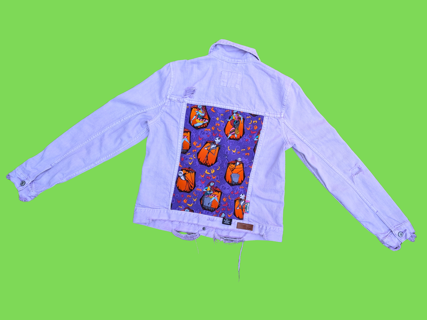 Handmade, Upcycled The Nightmare Before Christmas, Jack and Sally, Light Purple Jacket Size M