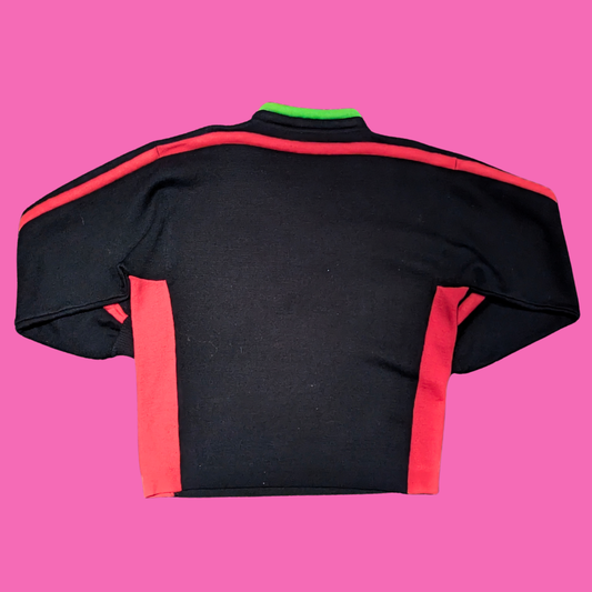 Vintage 1990's Black, Warm Pink and Green Sweater Size L