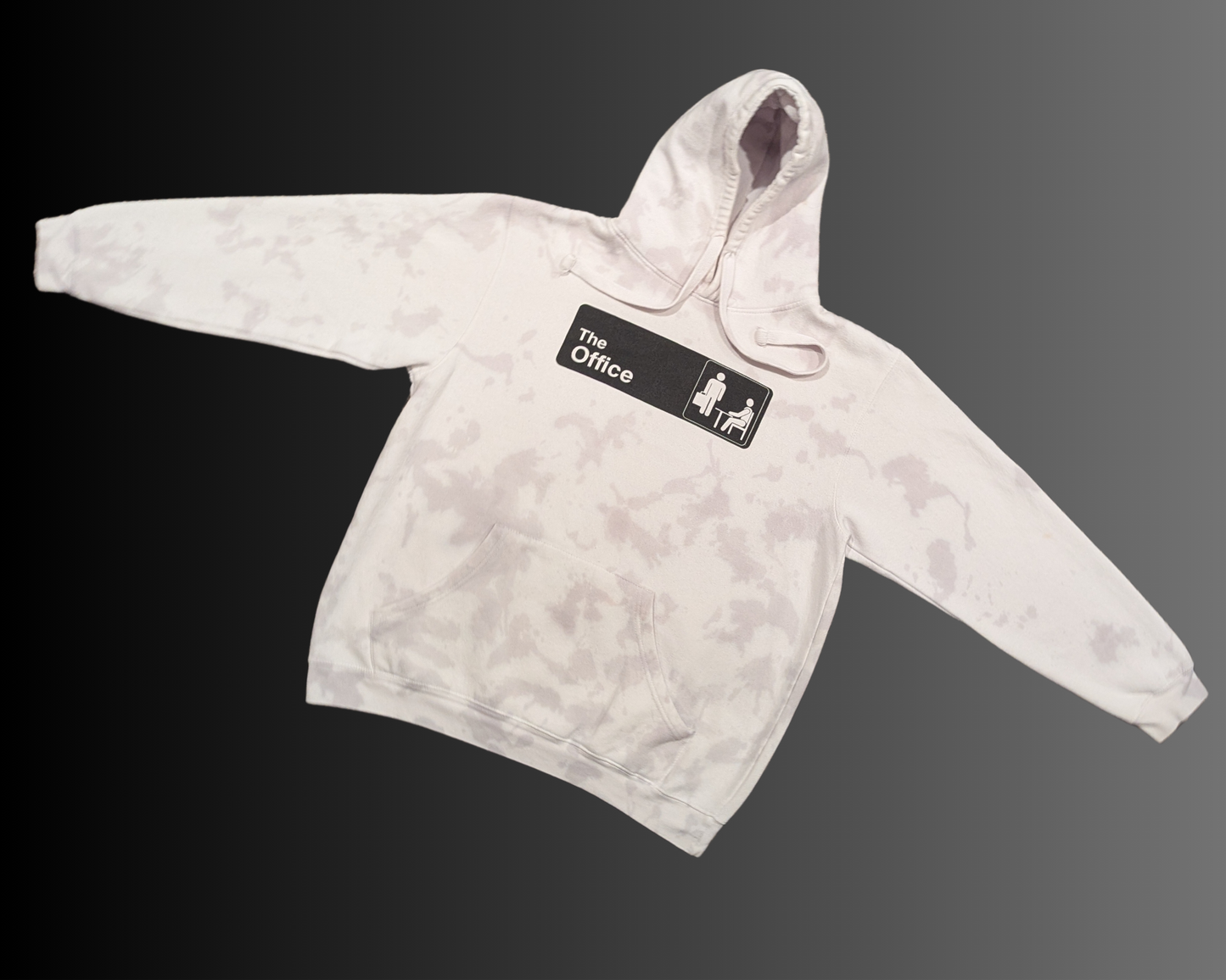 Sweat à capuche gris et blanc tie-dye The Office Y2K, taille L