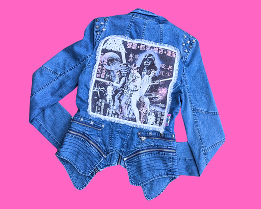Veste en jean Star Wars faite main et recyclée, taille M