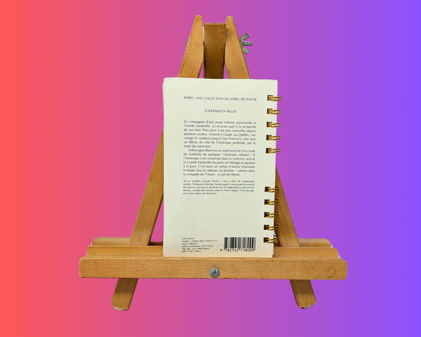 Handmade and Upcycled Volkswagen Blues Novel by Jacques Poulin Notebook