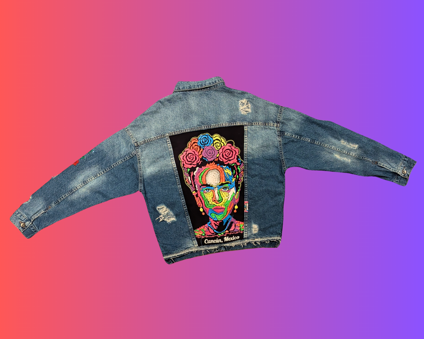 Veste Frida Kahlo faite main et recyclée, taille M