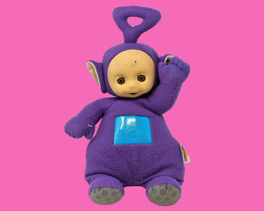Peluche Tinky Winky Y2K, elle parle