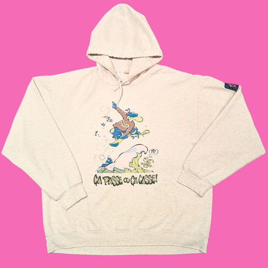 Vintage 1990's Humeur Design '' Ça Passe ou Ça Casse Hoodie Size L for Women