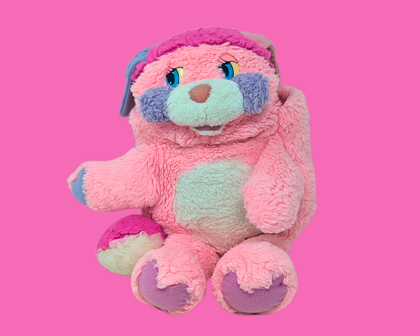 Peluche Popples rose vintage des années 1980