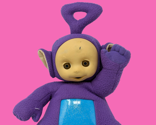 Peluche Tinky Winky Y2K, elle parle