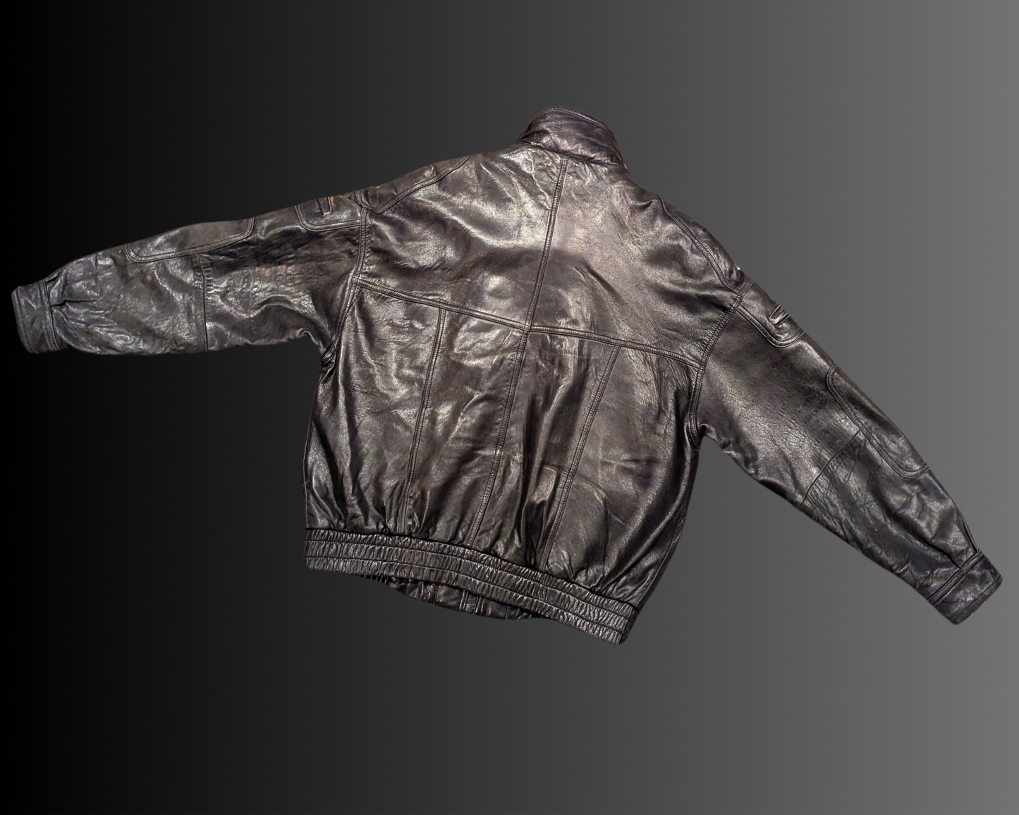 Vintage 1990's Black Leather Jacket, Letter R Embroidered on the Front by Dimitri Size M