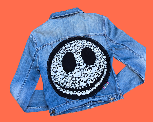 Handmade, Upcycled The Nightmare Before Christmas Denim Jacket Size M