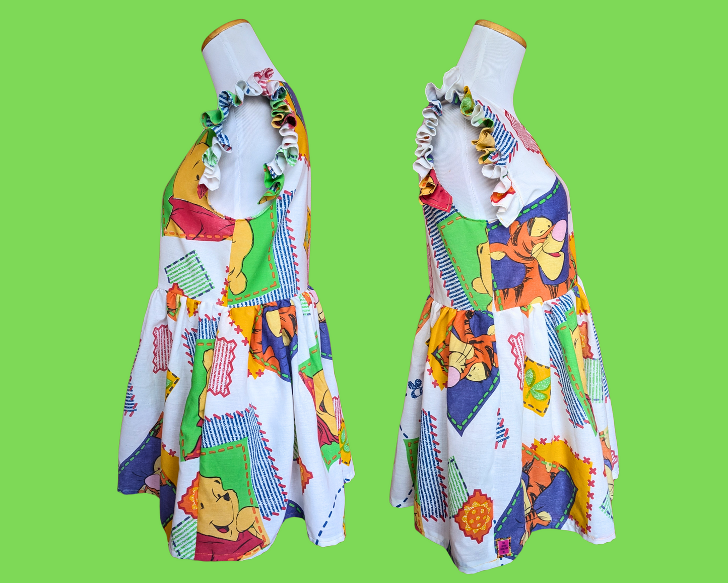 Drap de lit Winnie l'ourson fait main et recyclé de Walt Disney, taille XS