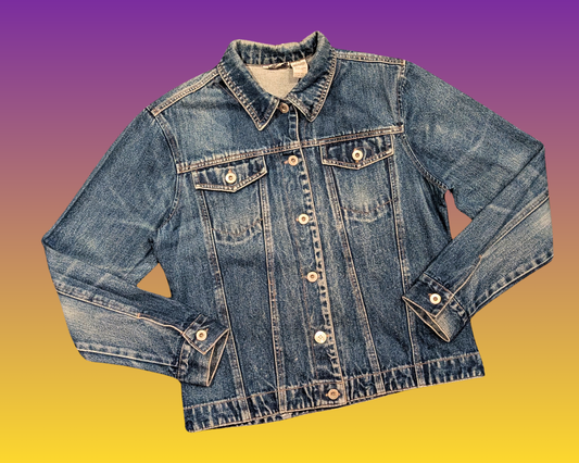 Veste en jean Harry Potter faite à la main et recyclée, taille L