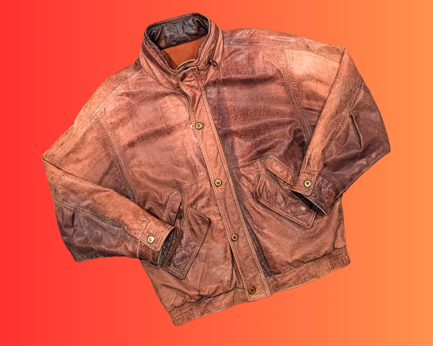 Vintage 1990's Light Brown Genuine Leather Jacket by Laurence Roy Size M