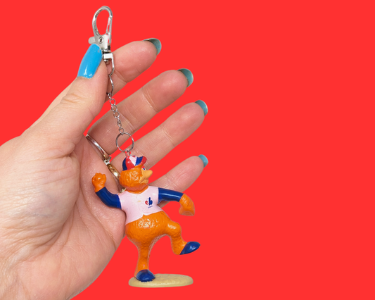 Porte-clés mascotte Youppi! des Expos de Montréal, fait main et recyclé