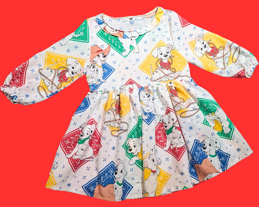 Robe drap de lit Walt Disney 101 Dalmatiens, faite à la main et recyclée, taille S