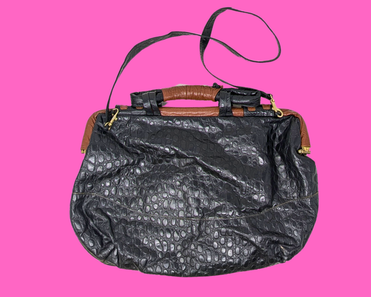 Sac à main vintage en cuir véritable des années 1980 par Maxim, fabriqué aux États-Unis