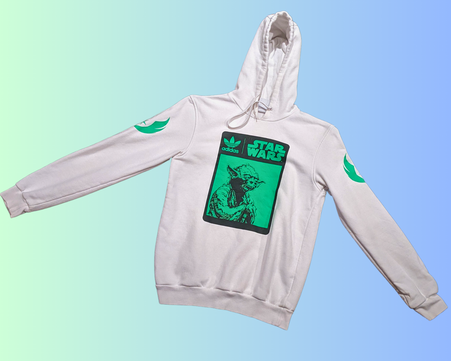 Y2K Adidas Star Wars, Yoda White Hoodie Size S