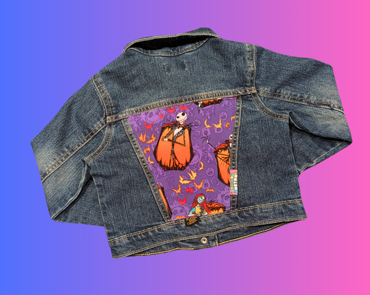Handmade, Upcycled The Nightmare Before Christmas Denim Jacket Size 3 Years Old