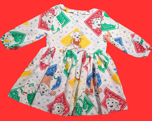 Robe drap de lit Walt Disney 101 Dalmatiens, faite à la main et recyclée, taille S